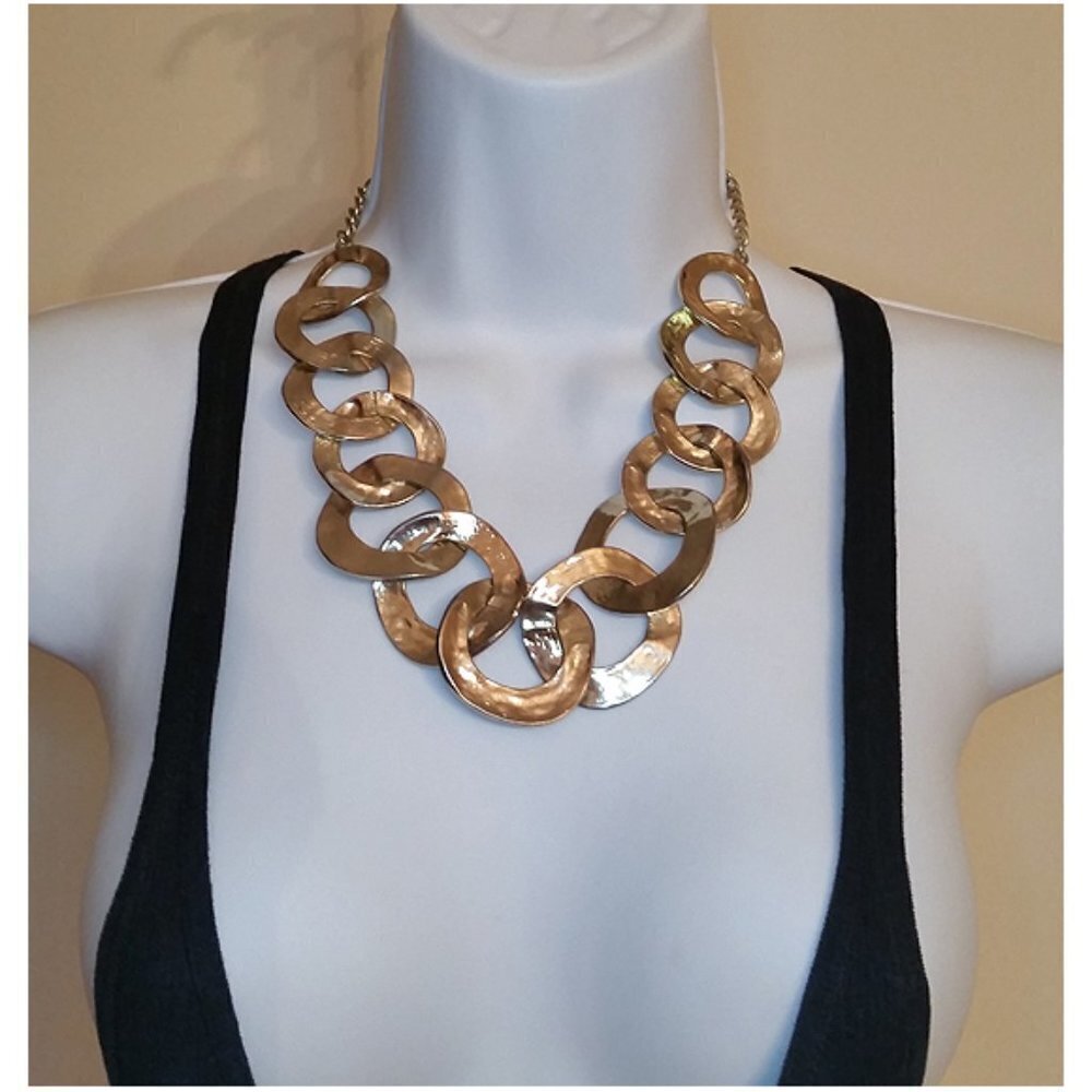 Express chunky ring chain necklace + charm bracelet modernist style-statement